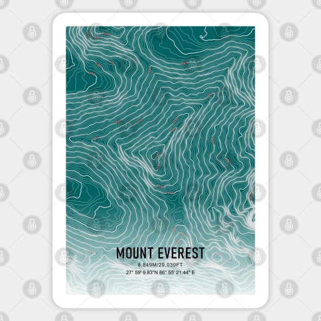 Mount Everest Topographic Map white Sticker by MapCarton